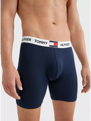 Tommy Hilfiger Logo Rib Boxer Brief Underwear Dark Navy | 6872-XOJEM