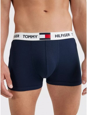 Tommy Hilfiger Logo Rib Trunk Underwear Dark Navy | 8475-UFSTD