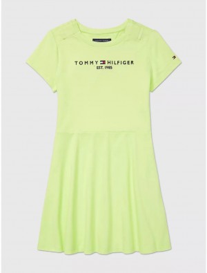 Tommy Hilfiger Logo Skater Dress Dresses & Skirts Bottom Sea Green | 7148-DFQCW