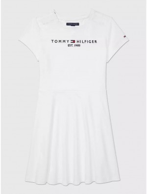 Tommy Hilfiger Logo Skater Dress Dresses & Skirts Fresh White | 5324-LEGHI