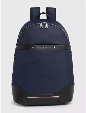 Tommy Hilfiger Logo Stripe Backpack Bags Space Blue | 4205-GKQBT