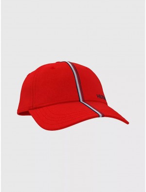 Tommy Hilfiger Logo Stripe Baseball Cap Hats Apple Red | 1826-ERZXC