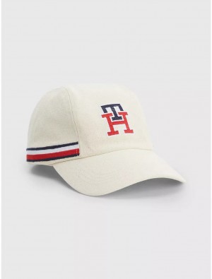 Tommy Hilfiger Logo Stripe Baseball Cap Hats Natural | 2475-DAUKS