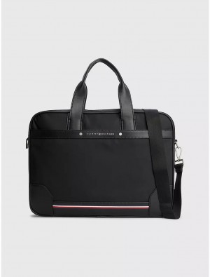 Tommy Hilfiger Logo Stripe Computer Bag Bags Black | 2910-FGNET
