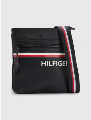 Tommy Hilfiger Logo Stripe Mini Crossbody Bags Black | 9468-TWGAX