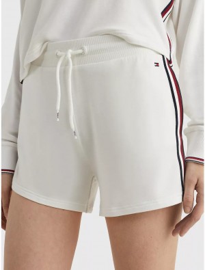 Tommy Hilfiger Logo Stripe Short Pants & Shorts Ecru | 3908-VHEPQ