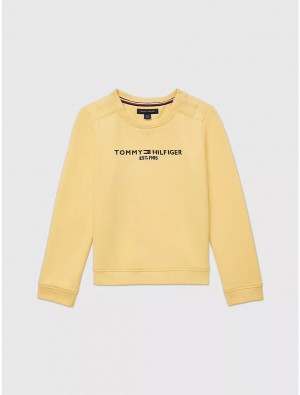 Tommy Hilfiger Logo Sweatshirt Tops Cheerful Yellow | 4872-EJLWI