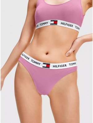 Tommy Hilfiger Logo Thong Panties Rose Tea | 0952-FWUPV