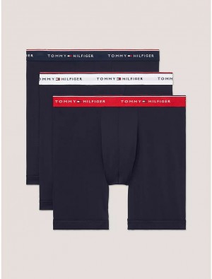 Tommy Hilfiger Microfiber Boxer Brief 3-Pack Underwear Navy Multi | 8937-ASJOV