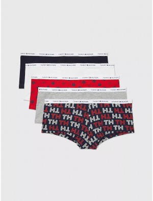 Tommy Hilfiger Mix Logo Boy Short 5-Pack Panties Tri Color Multi | 7901-KENLU