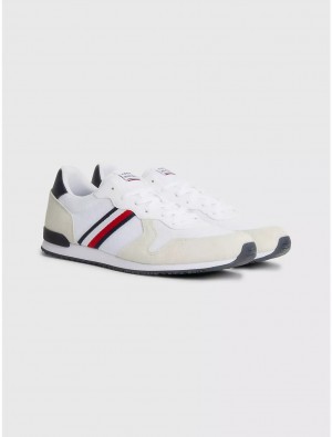 Tommy Hilfiger Mixed Materials Logo Sneaker Shoes White | 7351-JVACG