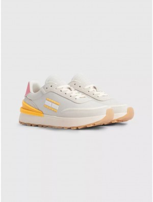 Tommy Hilfiger Mixed Materials Technical Sneaker Shoes Bleached Stone | 2758-JRUYT