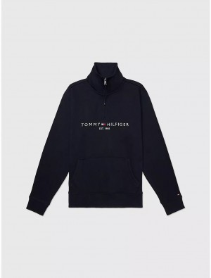 Tommy Hilfiger Mockneck Logo Sweatshirt Tops Desert Sky | 2904-ZWDBG