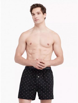 Tommy Hilfiger Multi-Pattern Woven Boxer Underwear Black | 9274-DOHBC