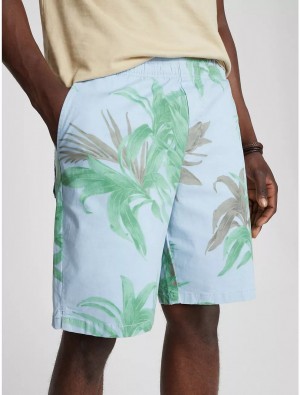 Tommy Hilfiger Palm Print 9" Short Bottoms Dove Blue | 0649-FVEIR