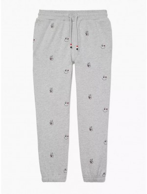 Tommy Hilfiger Peace and Smiles Critter Sweatpant Bottoms Grey Heather Multi | 0742-MQSRT