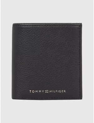 Tommy Hilfiger Pebbled Leather Bifold Wallet Wallets Black | 9867-SGTYA