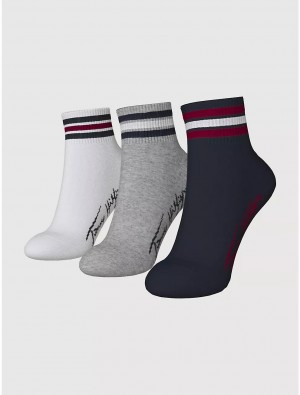 Tommy Hilfiger Quarter Top Sock 3-Pack Socks Desert Sky/Multi | 6472-PKVJX