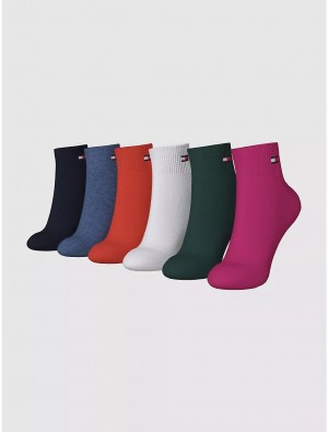 Tommy Hilfiger Quarter Top Sock 6-Pack Socks Eccentric Magenta/Multi | 8130-SXKTA