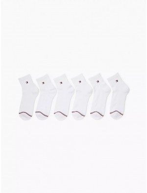 Tommy Hilfiger Quarter Top Sock 6-Pack Socks White | 9015-YMQDO