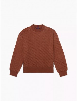 Tommy Hilfiger Quilted Popover Tops Brown Heather | 8153-RUGFE