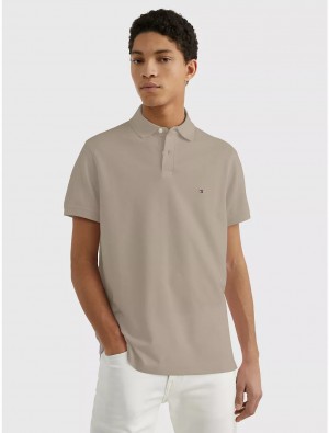 Tommy Hilfiger Regular Fit 1985 Polo Tops Stone | 4127-SQDXA