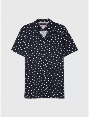 Tommy Hilfiger Regular Fit Chambray Dot Shirt Tops Desert Sky / White | 1079-YAOPX