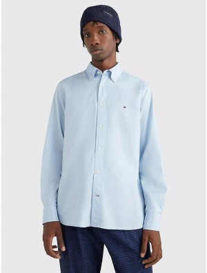 Tommy Hilfiger Regular Fit Cotton Poplin Shirt Shirts Calm Blue | 9354-WEGBH