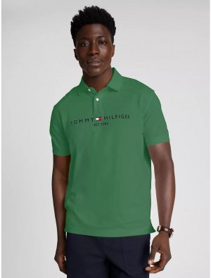 Tommy Hilfiger Regular Fit Embroidered Tommy Logo Polo Polos English Garden | 3458-YWZQB