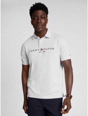 Tommy Hilfiger Regular Fit Embroidered Tommy Logo Polo Polos Fresh White | 2894-MXAYJ