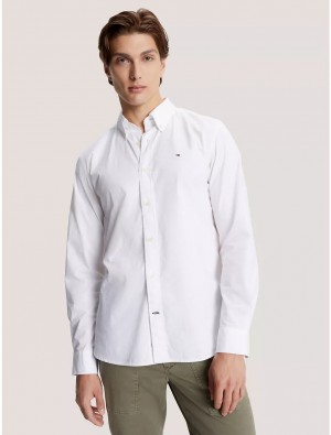 Tommy Hilfiger Regular Fit Flex Poplin Shirt Shirts Fresh White | 9712-LFXUG