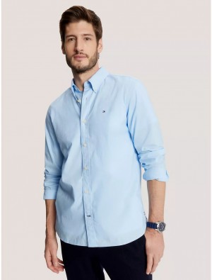 Tommy Hilfiger Regular Fit Flex Poplin Shirt Shirts Whimsical Blue | 5736-LHWCT