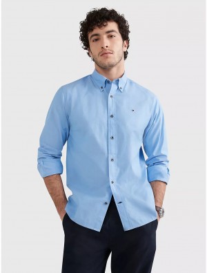 Tommy Hilfiger Regular Fit Poplin Shirt Shirts Copenhagen Blue | 7408-BMEUX