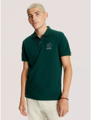 Tommy Hilfiger Regular Fit Round Logo Polo Polos Hunter | 9721-QUNTL