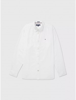 Tommy Hilfiger Regular Fit Stretch Oxford Shirt Tops Optic White TH | 6501-ECVRF