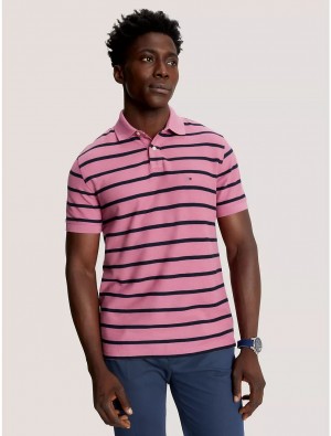 Tommy Hilfiger Regular Fit Stripe Polo Polos Rose Stain | 1326-GAFMC