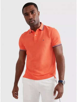 Tommy Hilfiger Regular Fit Tipped Polo Polos Timeless Rose | 7859-JPLWS