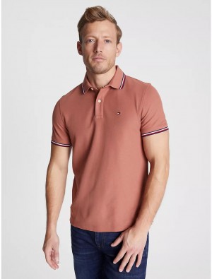 Tommy Hilfiger Regular Fit Tipped Polo Polos Dark Russet | 6285-LQVOX