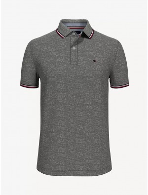 Tommy Hilfiger Regular Fit Tipped Polo Polos Charcoal Grey Heather | 1682-RBYUI