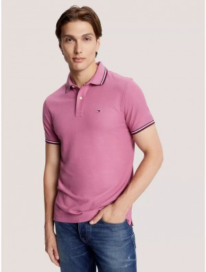 Tommy Hilfiger Regular Fit Tipped Polo Polos Rose Stain | 3068-FNTJW