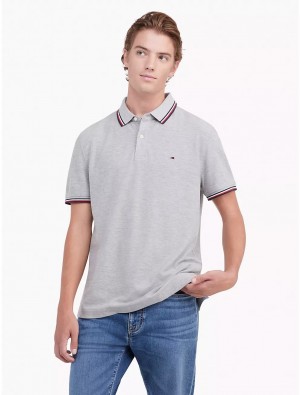 Tommy Hilfiger Regular Fit Tipped Polo Polos Grey Heather | 5267-VACDE