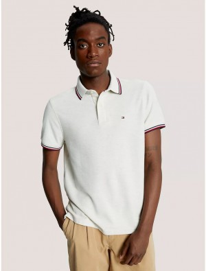 Tommy Hilfiger Regular Fit Tipped Polo Polos Beige Heather | 4185-BHVEA