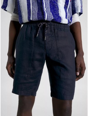 Tommy Hilfiger Relaxed Fit Linen Short Shorts Desert Sky | 5703-BGTIF