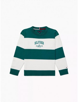 Tommy Hilfiger Rugby Stripe Sweater Tops Green Room | 1364-XPDZN