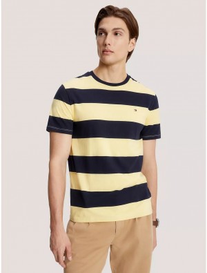 Tommy Hilfiger Rugby Stripe T-Shirt T-Shirts Broadway Lemon | 9730-DBJPV