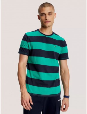 Tommy Hilfiger Rugby Stripe T-Shirt T-Shirts Courtside Green | 4275-LSKER