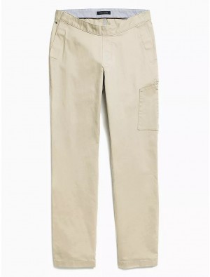 Tommy Hilfiger Seated Fit Classic Chino Bottoms Sand Khaki | 8401-HQYVK