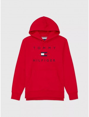 Tommy Hilfiger Seated Fit Flag Pullover Hoodie Tops Primary Red | 5903-PQXAO