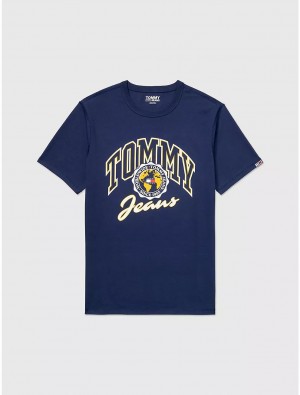 Tommy Hilfiger Sensory College T-Shirt Tops Cobalt Sapphire | 1508-SPIDZ