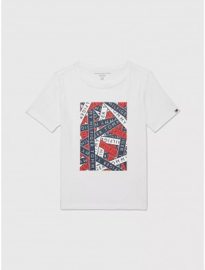 Tommy Hilfiger Sensory Jigsaw T-Shirt Tops Fresh White | 0327-VBPEO